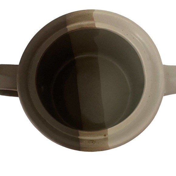 Vintage McCoy Pottery Sandstone Teapot Striped Brown Cream Tan 1418 Signed - Picture 10 of 11